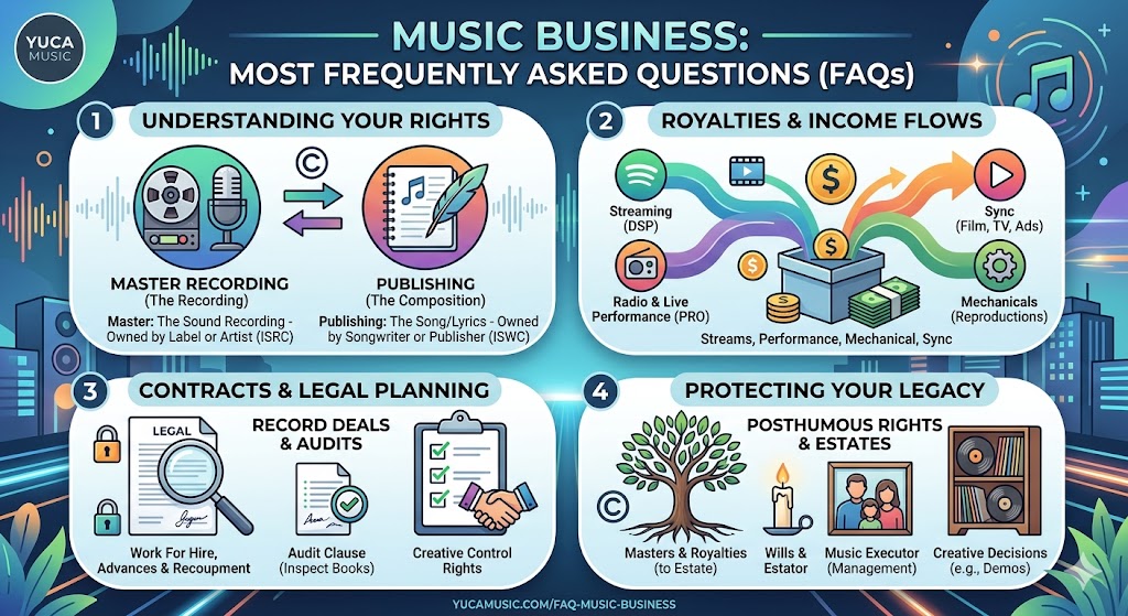 music business frequently asked questions. yuca music